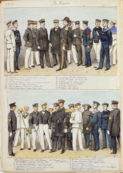 Uniformen van Koninklijke Marine van Koninkrijk Italië, kleurplaat door Quinto Cenni door Quinto Cenni