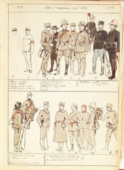 Uniformen van de bezettingsmacht van Libië van het Koninkrijk Italië door Quinto Cenni