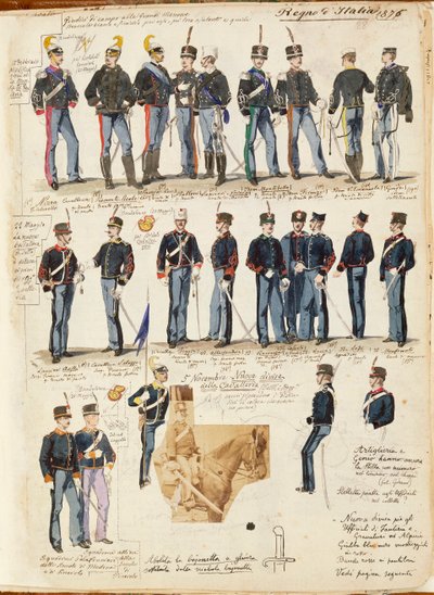 Verschillende uniformen van het Koninkrijk Italië door Quinto Cenni, kleurenplaat door Quinto Cenni