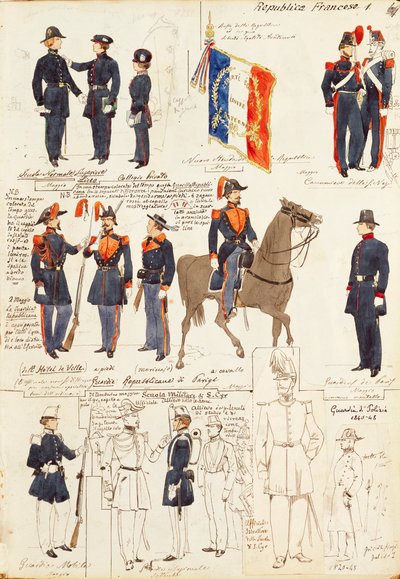 Verschillende uniformen van de Republiek Frankrijk, door Quinto Cenni door Quinto Cenni