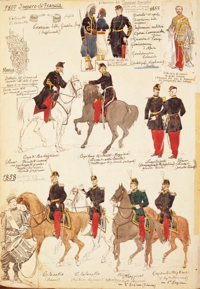 Verschillende uniformen van het Koninkrijk Frankrijk, door Quinto Cenni door Quinto Cenni