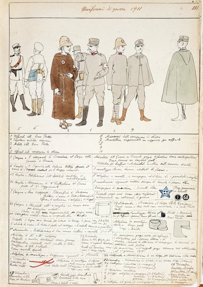 Oorlogsuniformen van het Koninkrijk Italië, kleurenplaat door Quinto Cenni door Quinto Cenni