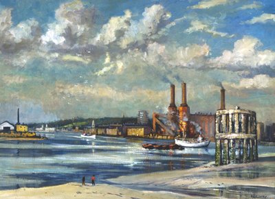 Laag tij, Deptford door RCD Lowry