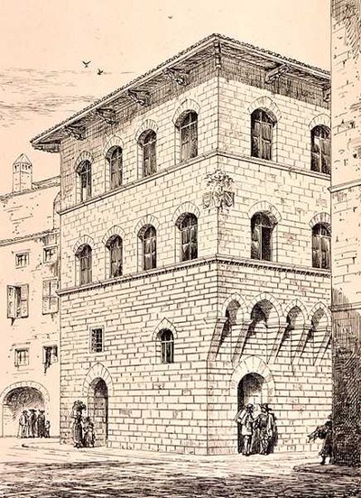 14e-eeuws huis, Florence, Italië, uit 