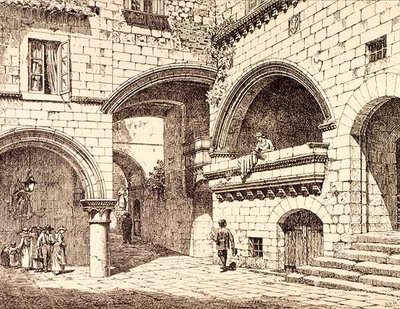 Deel van de Piazza San Pellegrino, Viterbo, Italië, uit 