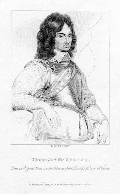 Karel II, koning van Engeland, Schotland en Ierland, 19e eeuw door R. Cooper