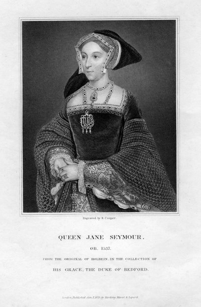 Jane Seymour, derde vrouw en koningin van Hendrik VIII van Engeland, 1823 door R. Cooper