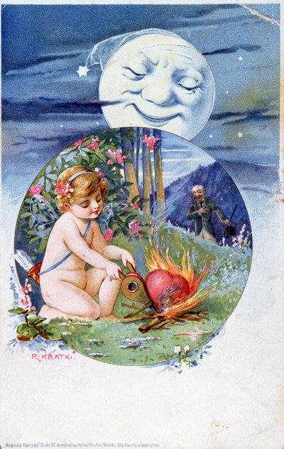 Ansichtkaart uit de set Ill Hearts, ca. 1900 door R. Kratki