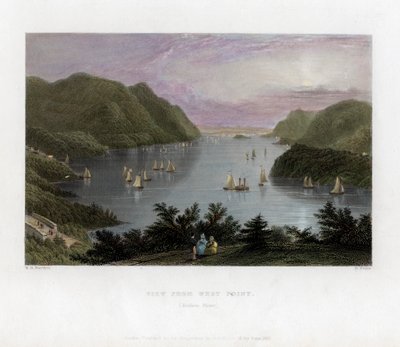 De Hudson River gezien vanaf West Point, VS, 1837 door R. Wallis