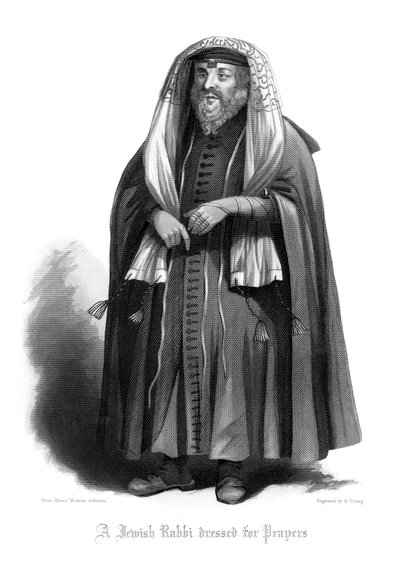 Een Joodse Rabbi Gekleed voor Gebeden door R. Young