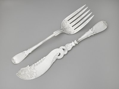 Visvork en mes, c. 1835-1845 (zilver) door R. and W. Wilson