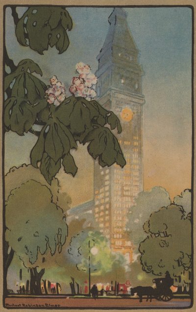 De Metropolitan Tower op een zomeravond, 1914 door Rachael Robinson Elmer