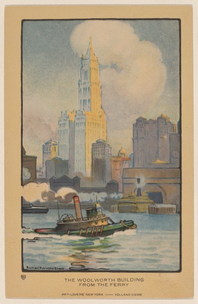 Het Woolworth Building vanaf de veerboot door Rachael Robinson Elmer