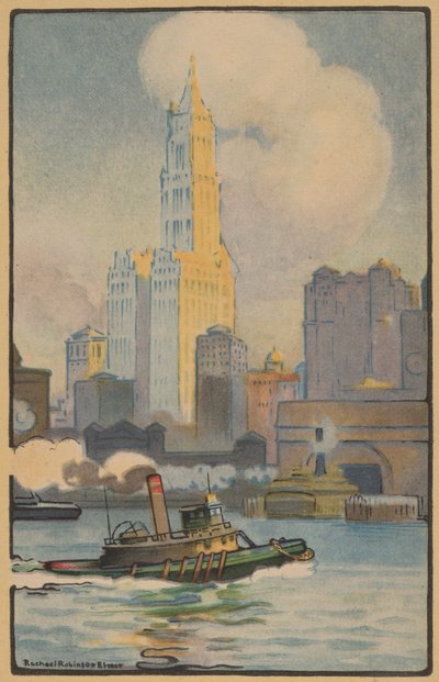 Het Woolworth Gebouw vanaf de Veerboot door Rachael Robinson Elmer
