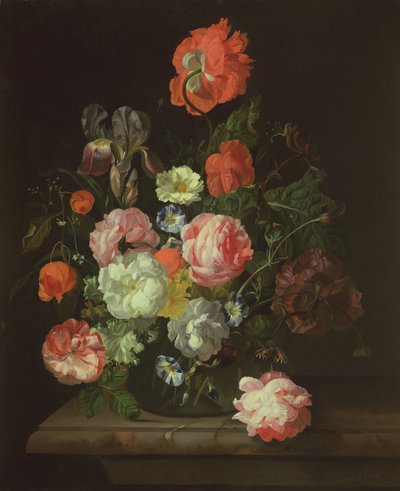 Bloem in een glazen vaas door Rachel Ruysch