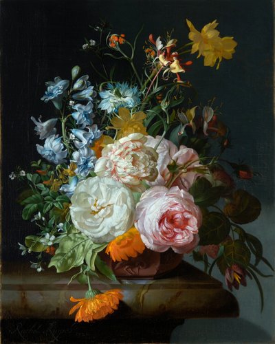 Bloemen in een Terracotta Vaas door Rachel Ruysch