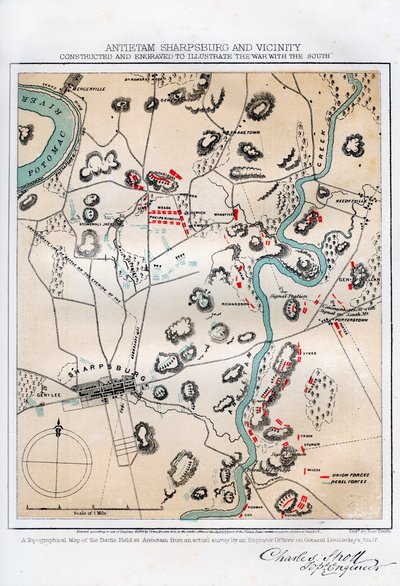 Kaart van Antietam, Sharpsburg en omgeving, Maryland door Rae Smith
