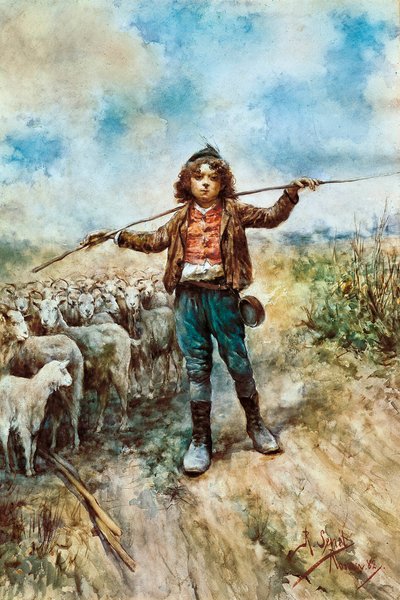 Portret van een herder. door Rafael Senet