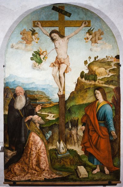 Kruisiging, ca. 1528 door Raffaele De (fl.1514 1573) Pancalino