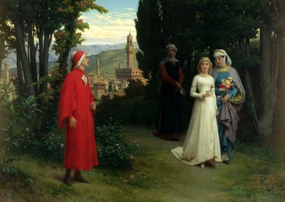 Eerste ontmoeting van Dante en Beatrice door Raffaele Giannetti