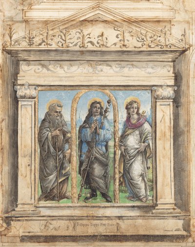 Sint Rochus tussen de heiligen Antonius Abt en Catharina van Alexandrië door Raffaellino del Garbo