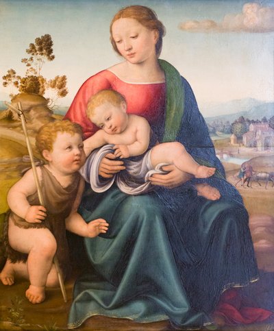 Madonna en Kind met de Jonge Sint Jan, begin 16e eeuw, Raffaello Botticini door Raffaello (attr.to) Botticini