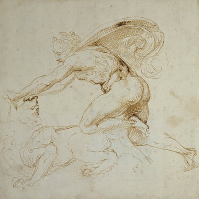 Hercules overwint een Leeuw door Raffaello Sanzio Raphael