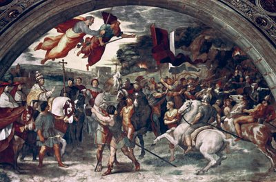 Paus Leo I, die Attila afweert (detail) door Raffaello Sanzio Raphael
