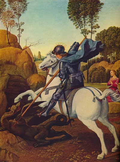 Sint Joris en de draak, ca. 1505 door Raffaello Sanzio Raphael