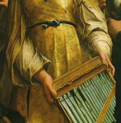 St. Cecilia omringd door St. Paulus, St. Johannes de Evangelist, St. Augustinus en Maria Magdalena, ca. 1513 (detail) door Raffaello Sanzio Raphael