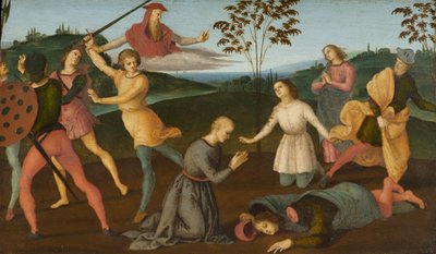 St. Jerome redt Sylvanus en straft de ketter Sabinianus door Raffaello Sanzio Raphael