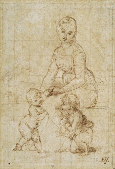 Studie voor La belle jardinière, ca. 1506-1507 door Raffaello Sanzio Raphael