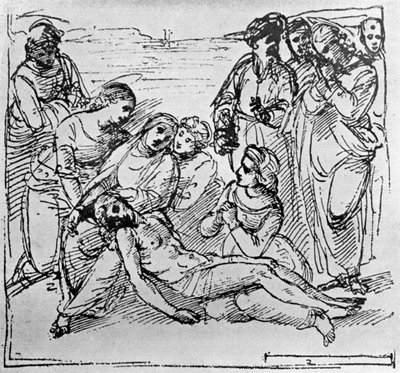 Studie voor De Graflegging door Raffaello Sanzio Raphael