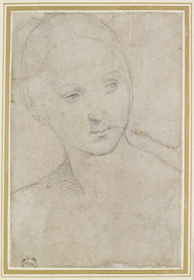 Studie van het hoofd van een jonge vrouw door Raffaello Sanzio Raphael