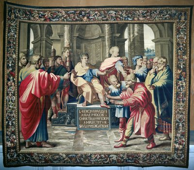 Wandtapijt met de Daden van de Apostelen. De Verblinding van Elymas, geweven in de Beauvais Werkplaats onder leiding van Philippe Behagle, 1695-98 door Raffaello Sanzio Raphael