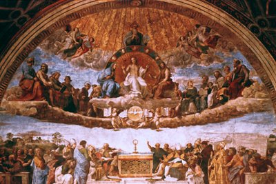 De Dispuut over het Heilig Sacrament, 1508-1509 door Raffaello Sanzio Raphael