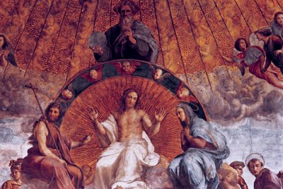 De Dispuut over het Heilig Sacrament, detail, 1508-1509 door Raffaello Sanzio Raphael