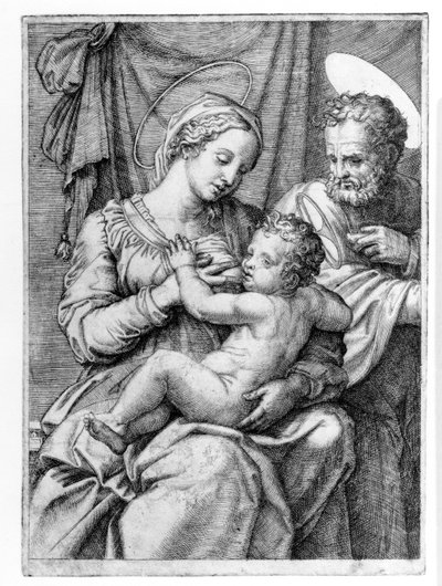 De Heilige Familie, gegraveerd door Marcantonio Raimondi, c.1515 door Raffaello Sanzio Raphael