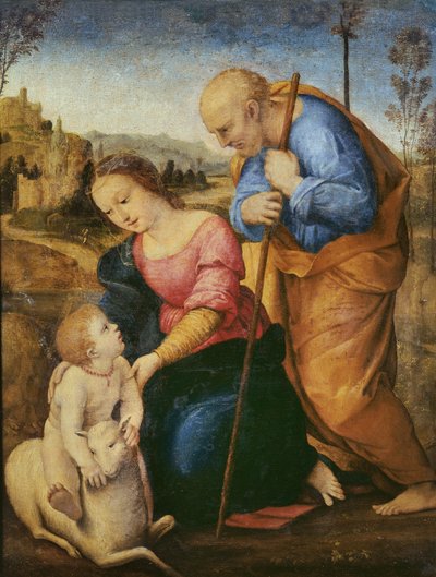 De Heilige Familie met een Lam door Raffaello Sanzio Raphael