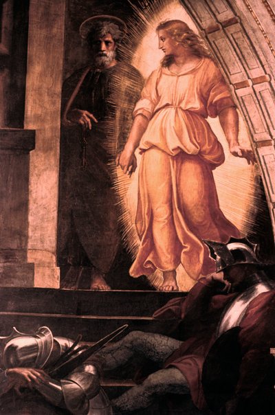 De Bevrijding van St. Peter (detail), 1514 door Raffaello Sanzio Raphael
