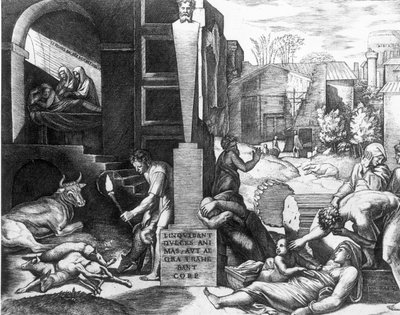 De pest bij dieren en mensen door Raffaello Sanzio Raphael