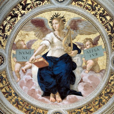 De Poëzie. Stanza della Segnatura door Raffaello Sanzio Raphael