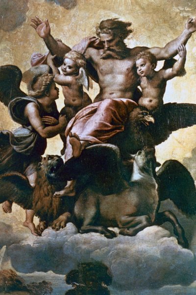 Visioen van Ezechiël, ca. 1518 door Raffaello Sanzio Raphael