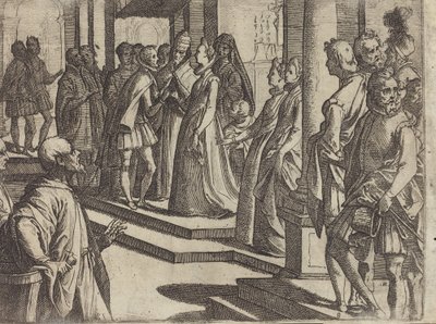 De verloving van Margaretha van Oostenrijk met Filips III, koning van Spanje [verso] door Raffaello Schiaminossi