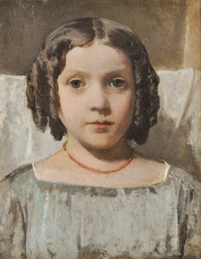 Meisje met een koraalketting door Raffaello Sernesi