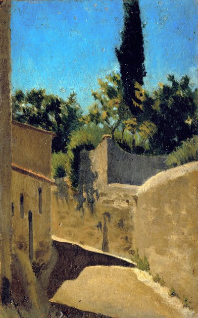 Weg met zon effect. Omgeving van Florence, c.1861-62 door Raffaello Sernesi