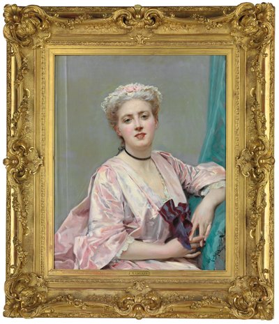 Schoonheid in roze door Raimundo de Madrazo y Garreta