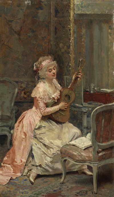 Vrouw met een gitaar door Raimundo de Madrazo y Garreta