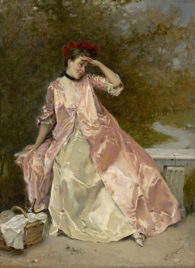 Vrouw met een Picknickmand door Raimundo de Madrazo y Garreta