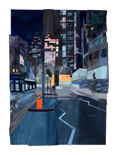 Moorgate, 2024 (acryl en collage op papier) door Raina Goran